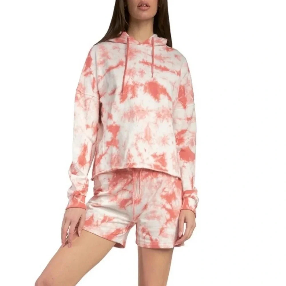 NWT Elan Pink Tie Dye Hoodie Sweatshirt M